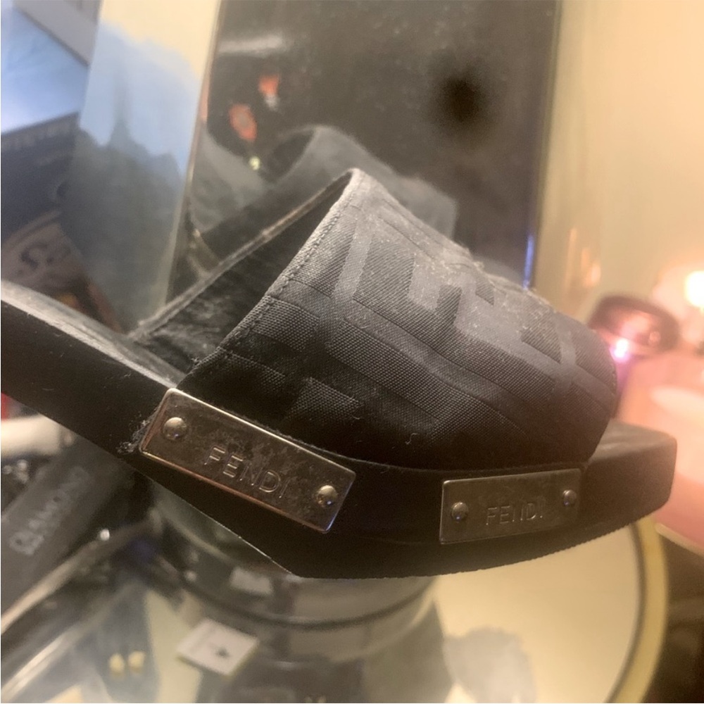 Fendi Men's Black Slide Sandals